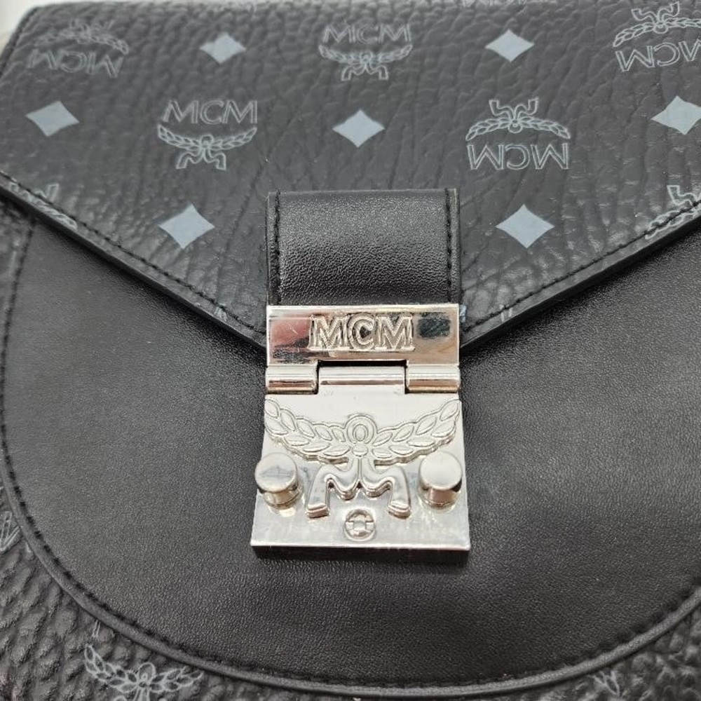 MCM Patricia Visteos mini Black Leather Shoulder Bag with Silver Accents - Picture 6 of 8